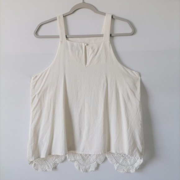 Blue Rain Womens White Sleeveless Square Neck Crochet 100% Rayon Tank Top Size L - Picture 4 of 7